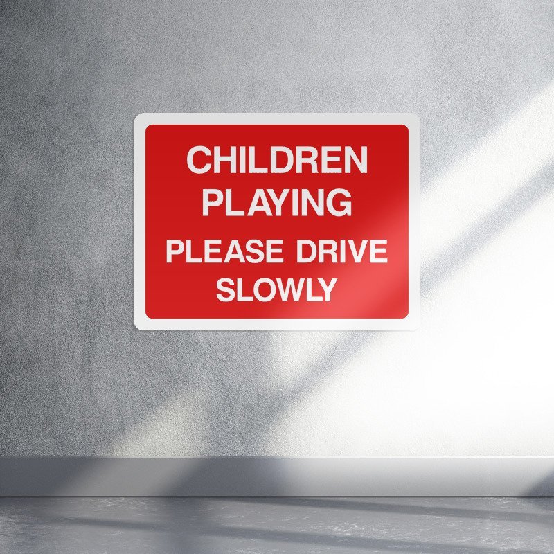 Children Playing Please Drive Slowly Sign live preview