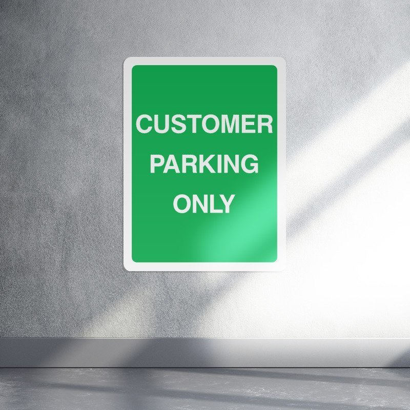 Green customer parking only sign - portrait live preview