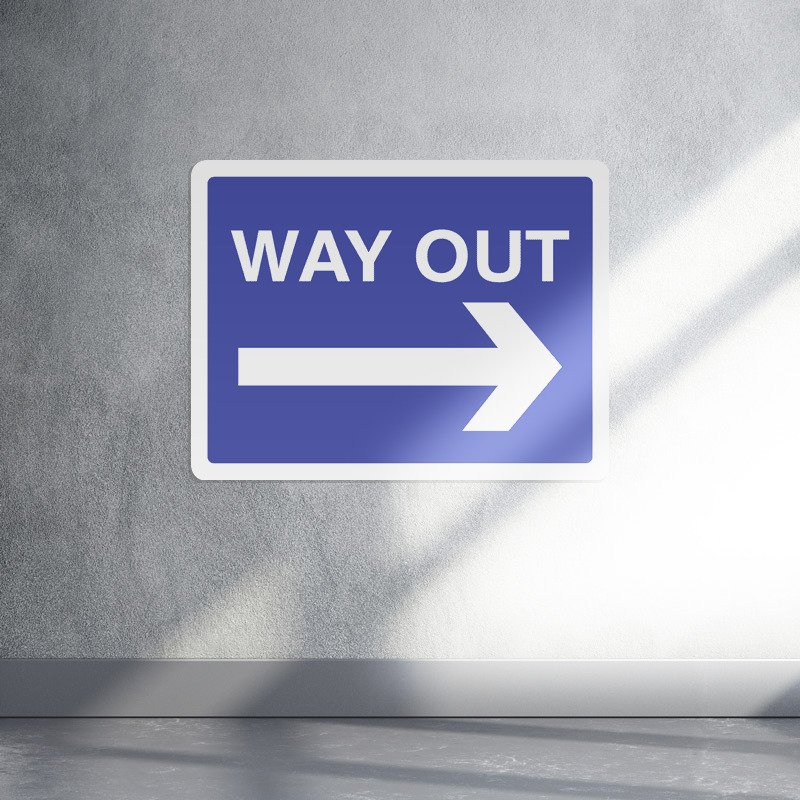 Way out right arrow parking landscape