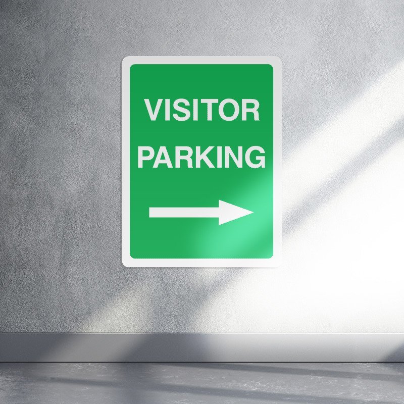 Visitor parking right arrow sign - portrait live preview