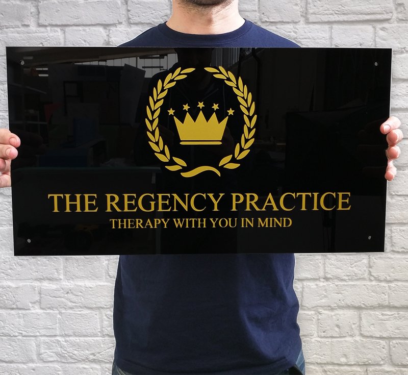 Black glossy acrylic printed sign Acrylic Signs UK Sign Shop