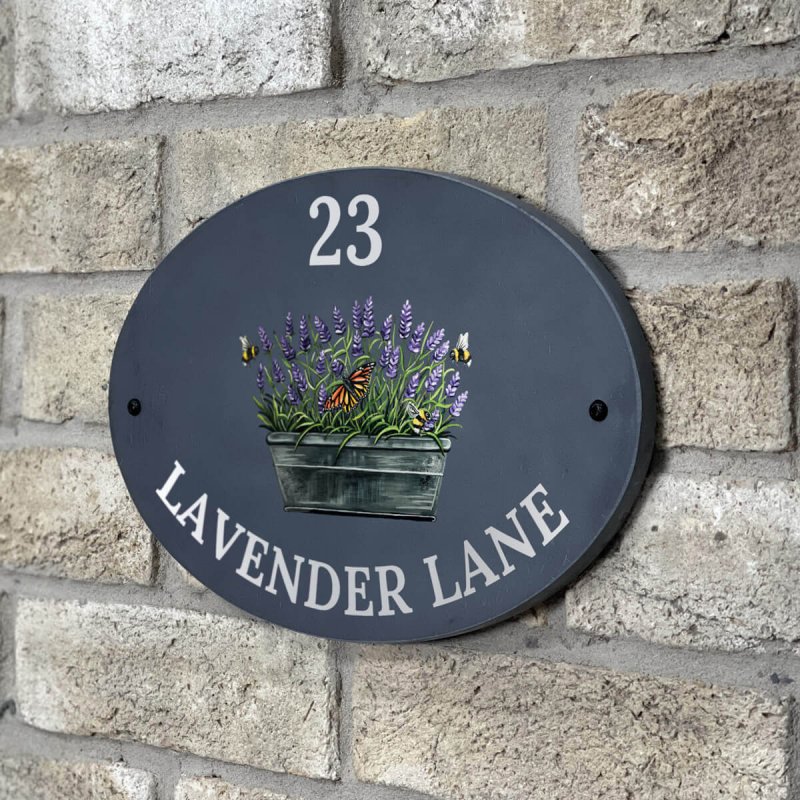 Lavender & Bee Slate Oval