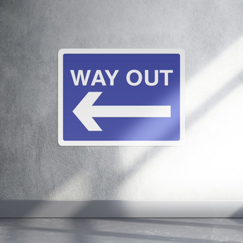 Way out left arrow parking landscape