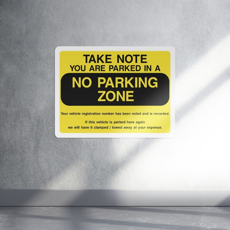 No parking zone warning sign