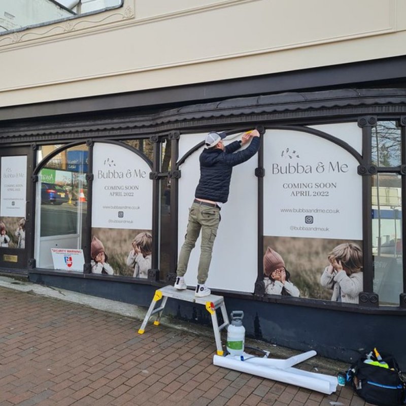 Installed custom window graphics by UK Sign Shop