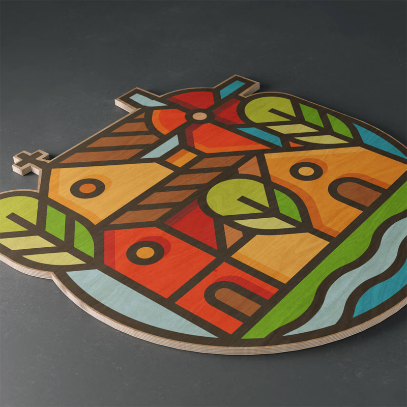 Printed plywood cut to shape