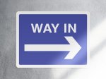 Way in right arrow parking sign - landscape