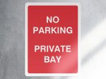 No parking private bay sign