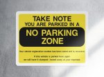 No parking zone warning sign