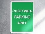 Green customer parking only sign - portrait