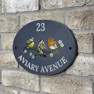 Aviary Bird Slate Oval Sign
