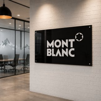 Black glossy acrylic printed sign